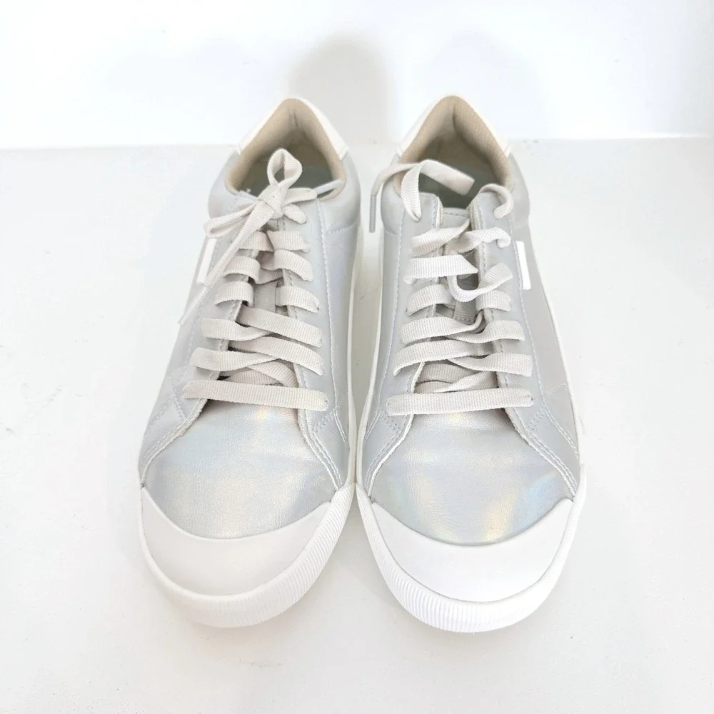 Dr. Scholls Time Off Platform Sneakers Womens 7.5M Silver Holographic Iridescent
